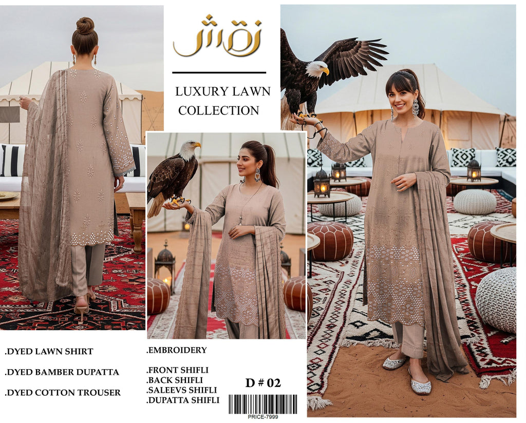 Elegant Beige Chikankari Lawn Suit – Luxury Embroidered Collection
